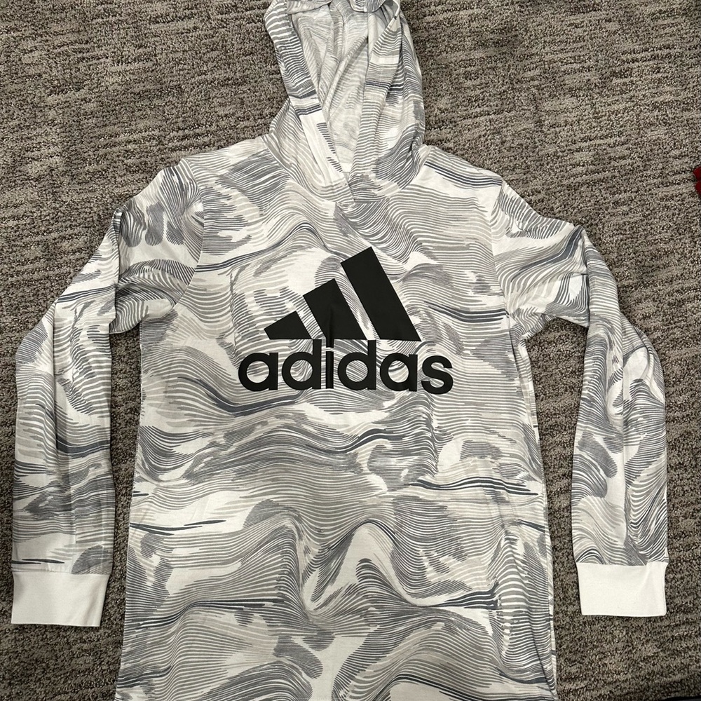 Adidas Striped Gray and White Shirt